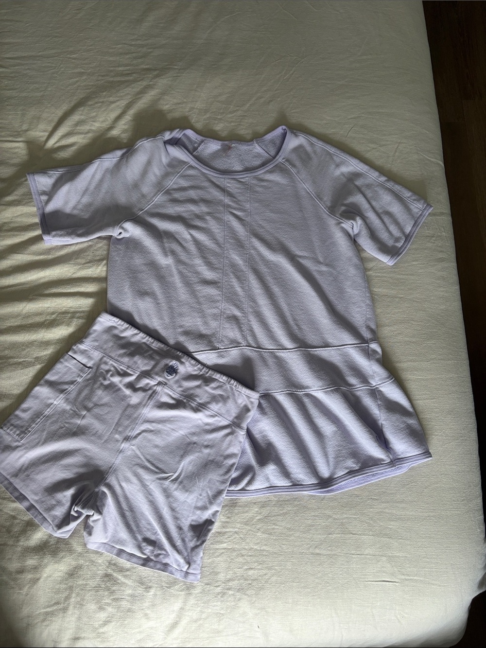 Free People Women’s Lavender Knit Peplum Long Top/Dress and Shorts Set